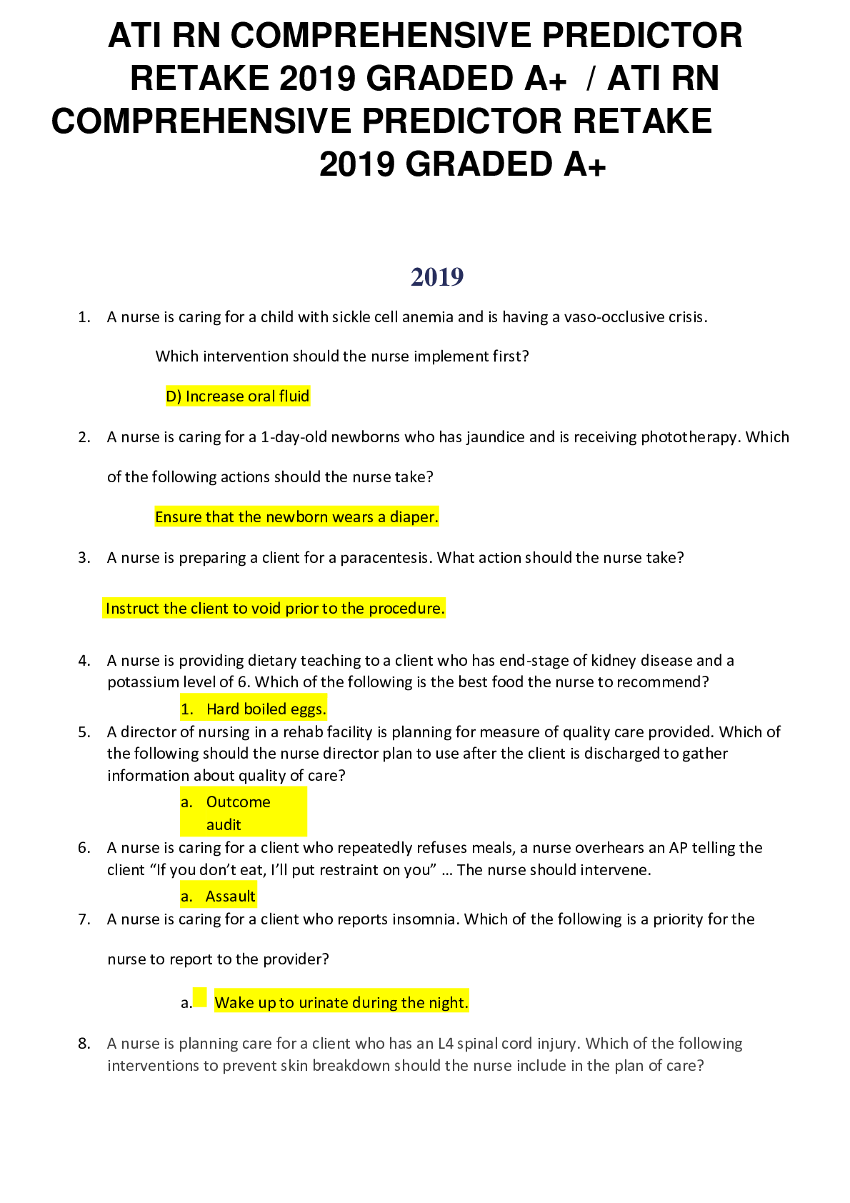Preview image for ATI RN  COMPREHENSIVE  PREDICTOR EXAM  PACK-BEST FOR  2022 REVIEW